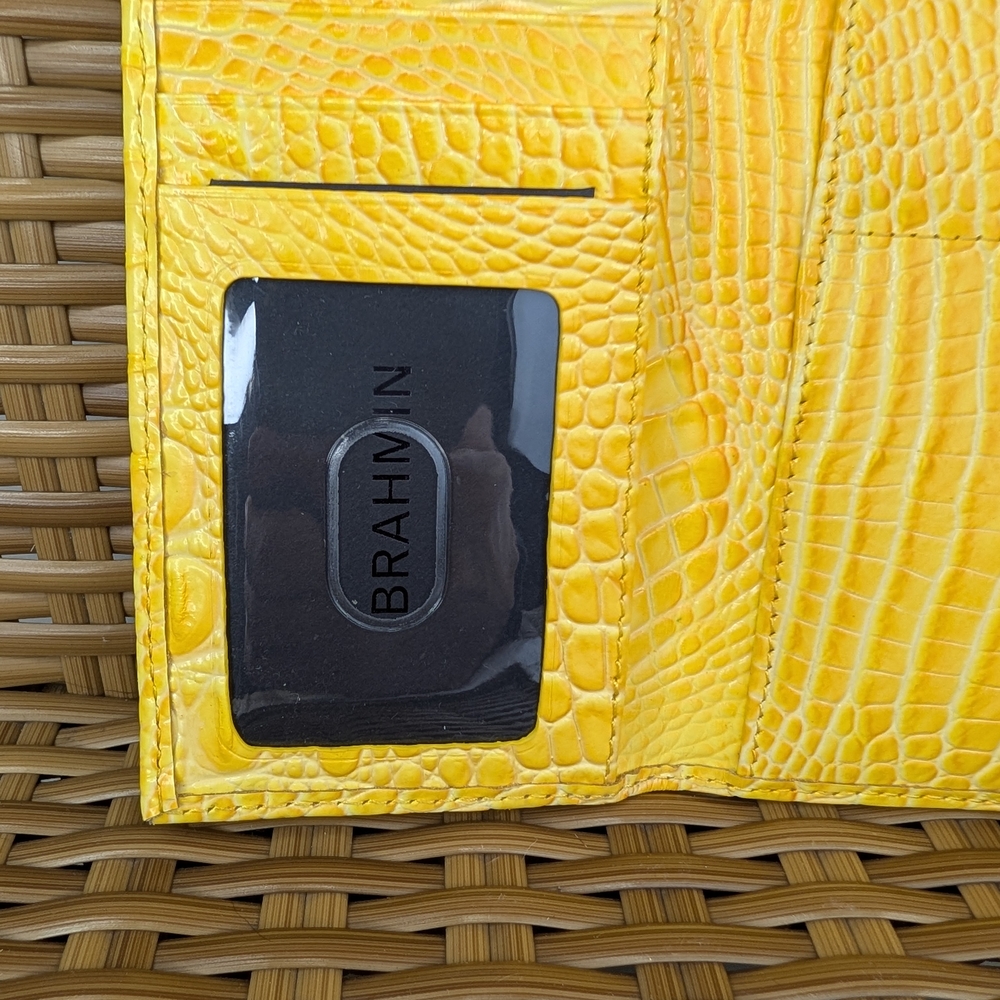 Brahmin Veronica Buttercup Melbourne Yellow Croc Embossed Leather Clutch Wallet - Picture 10 of 16